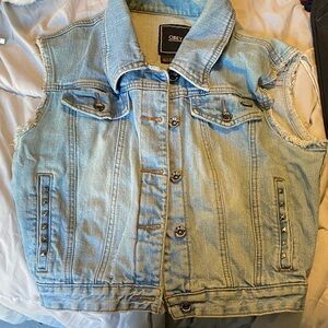 Obey Distressed Light Blue Denim Vest